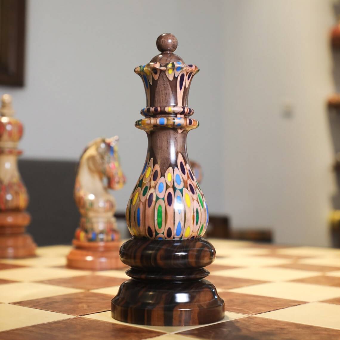 Rainha Xadrez Decorativa Branca Chess Luxo Resina 36 cm