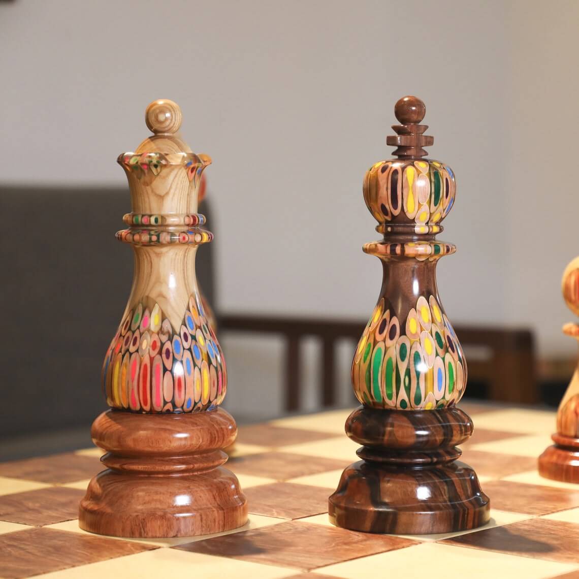 One statue of chess king + queen + rook + bishop +